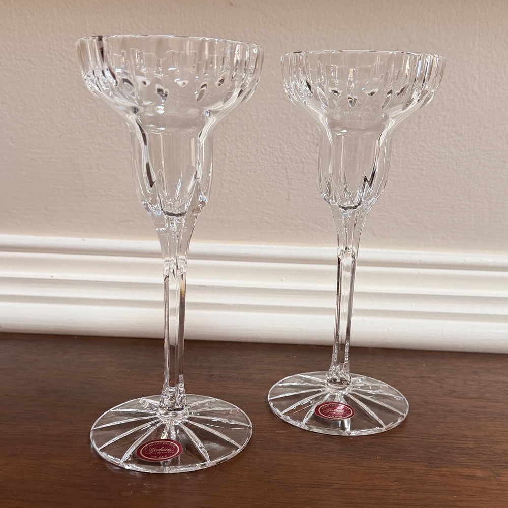 Gorham Cut Crystal Taper Candle Holders, 7.75”
